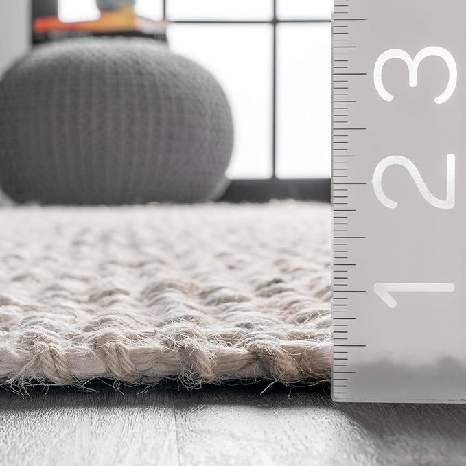 Nuloom Daniela Off-White, 6' x 9', Handmade, Jute, Tassel, Soft and Textured, High Traffic, Stain Resistant, Easy Clean, Durable Area Rug for Bedroom, Living Room, Dining Space, Foyer, Entryway
