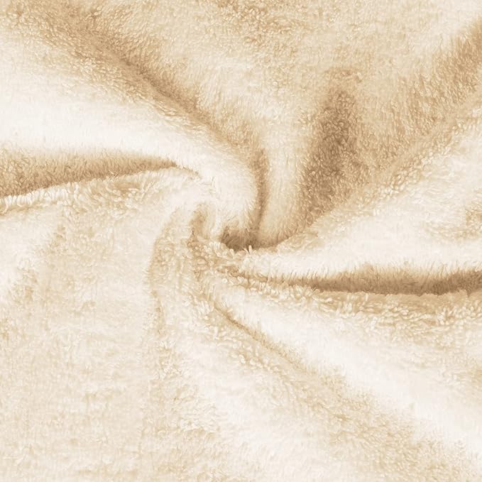 Superior Long Staple 100% Combed Cotton 700GSM 8-Piece Solid Towel Set for Bathroom, Shower, Kitchen-Super Soft, Assorted 8-Piece Towels, 4 Face/Washcloths, 2 Hand Towels, 2 Bath Towels, Almond