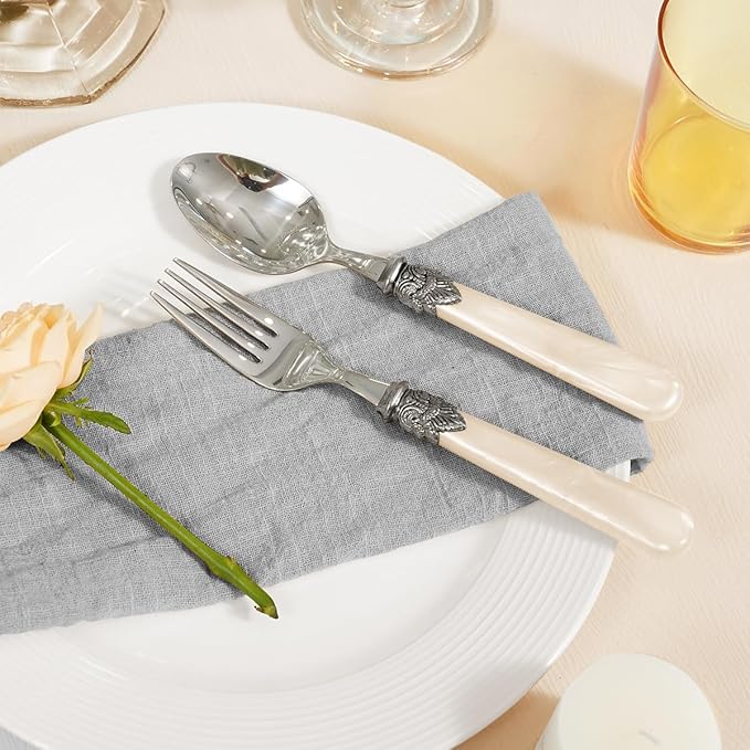 20 Pieces 18/10 Stainless Steel Elegant Silverware Set for 4,Vintage Flatware Set,Dishwasher Safe (20, Champagne)