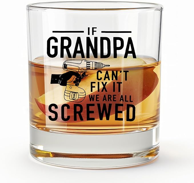 Grandpa Whiskey Glasses 10 oz, Grandpa Gifts for Birthday Christmas Father's Day, Funny Old Fashioned Rocks Glasses Cup for Men Drinking Scotch Bourbon Liquor