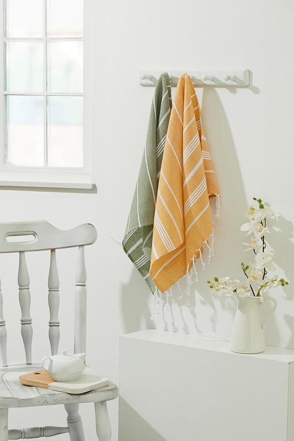 Hand Towels - Set of 2, 18" x 30" inches, Turkish Cotton owels for Bathroom Kitchen, Gym Towels - Thin Light Compact Travel Towels (Army Green)