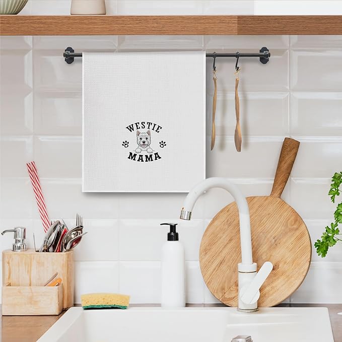 Westie Kitchen Towels, Dog Mama Westie Gifts for Women & Dogs Moms, Dog Lover Gifts Decorative Hand Towels for Bathroom, 16x24 Inch
