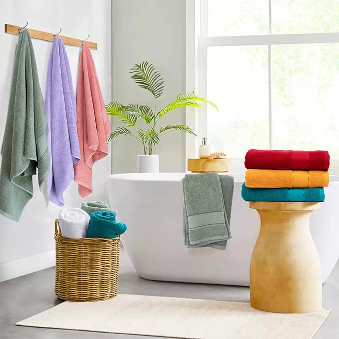 COZYART Lavender Bath Towels Set 6 Piece, Luxury 100% Turkish Cotton 650GSM Hotel Quality, Soft, Absorbent,Towel Sets for Bathroom | 2 Bath Towels 2 Hand Towels 2 Washcloths