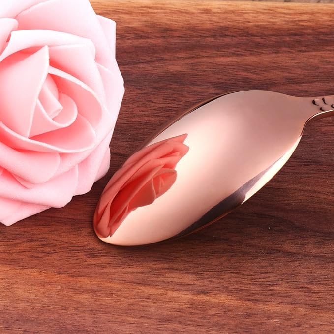 5-Piece Rose Gold Silverware Flatware Set Service for 1 Stainless Steel Cutlery Set Include Dinner Knife Table Fork Table Spoon Salad Fork Tea Spoon for Wedding, Dishwasher Safe