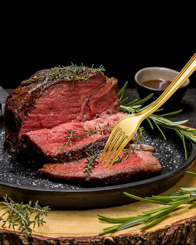 YOUBET 50PCS Gold Plastic Forks - Heavy Duty Plastic Forks - Solid Durable Gold Disposable Silverware for Party Picnic Wedding and Daily Use & Christmas