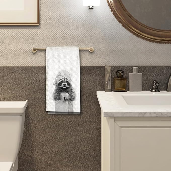 Cute Raccoon Kitchen Towels 1 PCS, Funny Racoon Gifts for Women, Raccoon Decor Hand Towels for Bathroom, Cute Animal, Women, Pet Owners Housewarming-A06