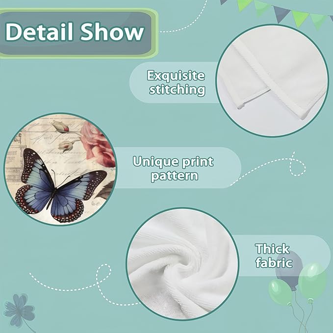 2 Pack Hand Towels for Bath, Rose Flower with Butterfly Decorative Kitchen Towels Highly Absorbent Soft Towels for Bathroom Beach Spa Gym Face Towel 14x28 Inch