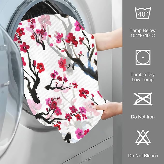 Hand Towels Set of 2 Pink Blooming Flowers Towels for Bathroom Soft Absorbent Decorative Hand Bath Towels Dish Towels for Kitchen Sports Gym Yoga Home Decor 14 x 28 in