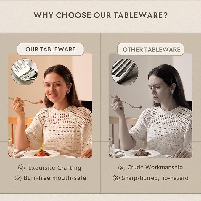 KINGSTONE Dinner Forks Set, 16-Piece Silverware Flatware Cutlery Dessert Forks (8.3-Inch), Forged Food-Grade Stainless Steel, Mirror Finish & Dishwasher Safe, Use for Kitchen, Home, Wedding, Party