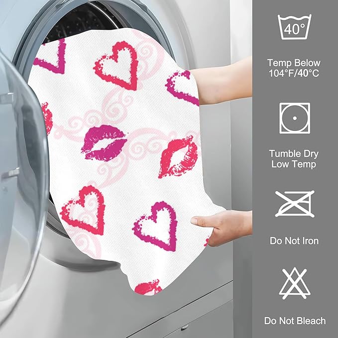 Lips Print Hand Towel Set,Shine Heart Hand Towels for Bathroom 2 Pack Soft Absorbent Decorative Dish Towel for Kitchen Sports Gym Yoga Home Decor 14 x 28 in