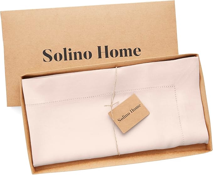 Solino Home Pink Linen Tablecloth 52 x 52 Inch - 100% Pure Linen Square Table Throw - Classic Hemstitch, Machine Washable Table Cloth for Valentines