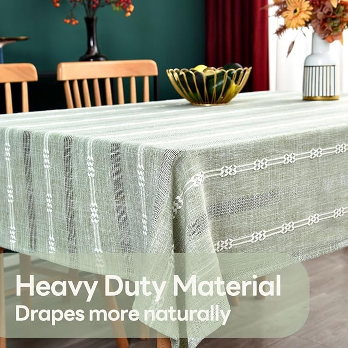 Heavy Duty Cotton Table Cloth for Rectangle Table Sage Green Rectangular Farmhouse Vintage Tablecloth Washable Rustic Table Cover (Sage Green,52''x 98'')