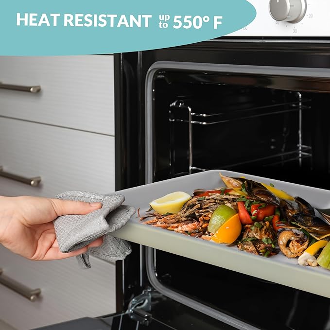 Boxiki Kitchen Non-Stick Ceramic Baking Sheet - Slick & Non-Toxic Ceramic Coating, PTFE & PFOA Free Cookie Sheet Pan - Cookie Sheet, Perfect for Baking, Roasting, and More (Half Sheet Pan)