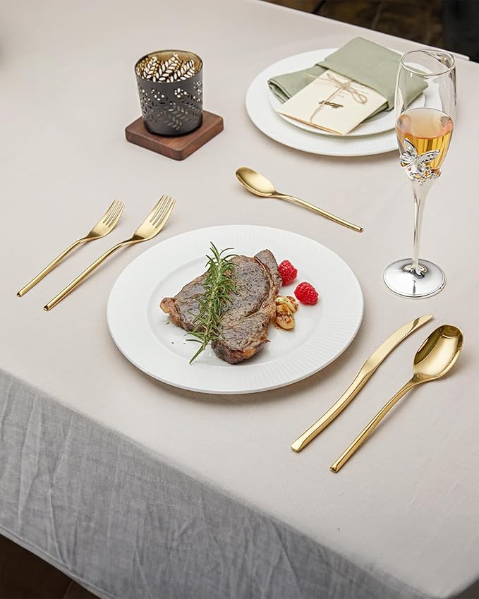 Lemeya 20-Piece Gold Silverware Set for 4,Modern 18/10 Stainless Steel Flatware Set,Luxury Cutlery Set,Unique Utensils Set for Restaurant,Spoons and Forks Set,Mirror Polished,Dishwasher Safe