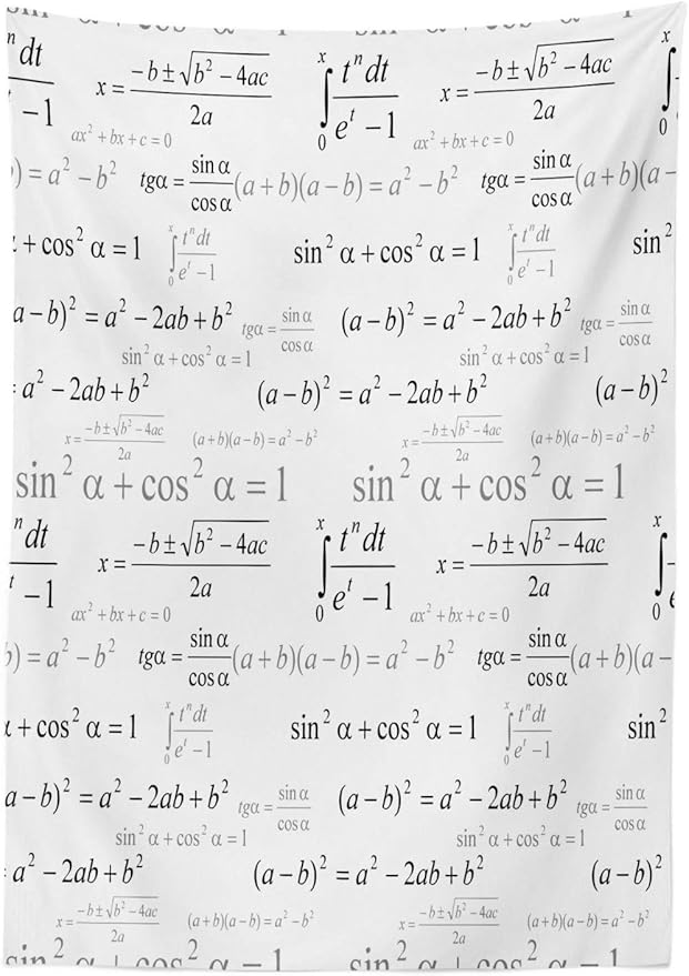 Ambesonne Math Themed Tablecloth, Minimal Print of Mathematics Geometry Forms Repetitive Science Pattern, Rectangular Table Cover for Dining Room Kitchen Decor, 60" X 90", Black Grey
