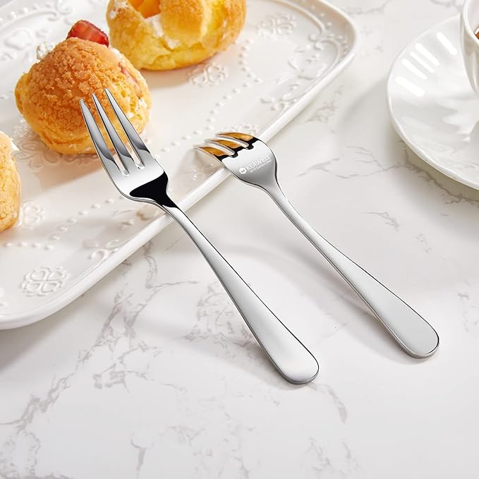 KEAWELL Premium Louise Forks, Set of 4, 18/10 Stainless Steel, Forks Silverware with Round Edge, Exceptional Mirror Finish, Dishwasher Safe (6.1" Small Fork)