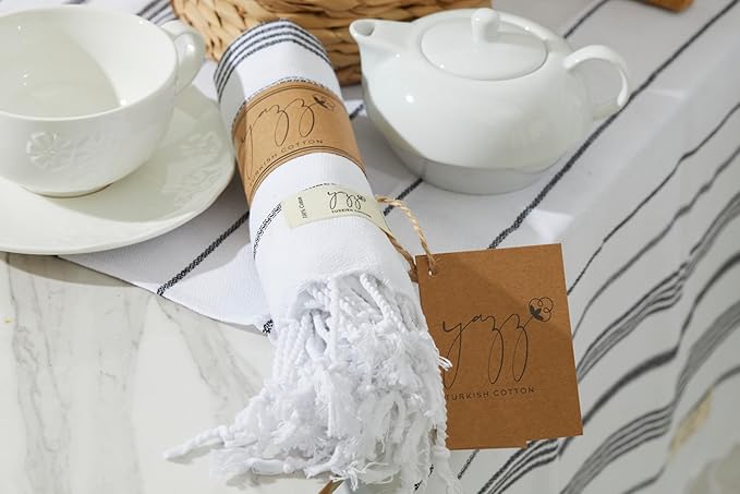 Hand Towels - Set of 2, 18" x 30" inches, Decorative Peshtemal Cotton Hand Towels for Kitchen, Bath, Guest, Face, Hair, Gym, Yoga, Dishcloth, Travel (White)