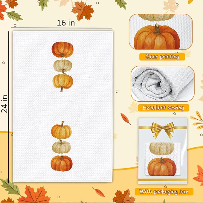Fall Pumpkin Hand Towels for Kitchen Decor and Tea Dish Towel,1PCS Fall Thanksgiving Day Dishcloths,Farmhouse Fall Pumpkin Decor for Bathroom,Anthropology Autumn Gifts for Women - B07