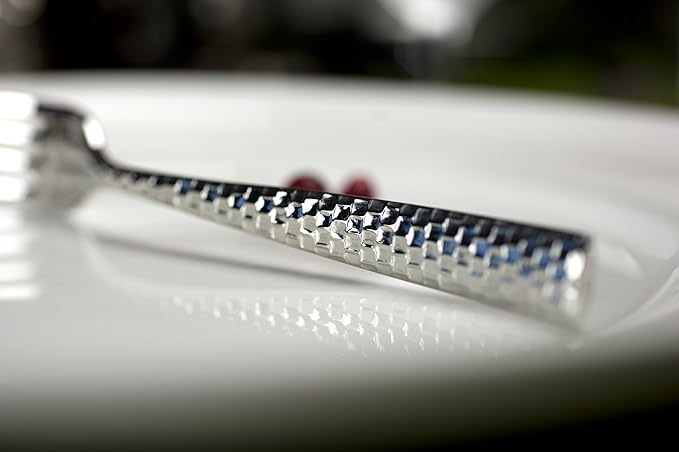 Fortessa Lucca Faceted 18/10 Stainless Steel Flatware Fish Fork, Set of 12