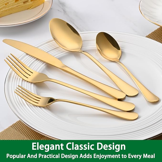 Gold Dinner Forks Set, 8-Piece 8 Inch PVD Gold Stainless Steel Cutlery Forks,Golden Metal Fork for Home Party Or Wedding,Dishwasher Safe Golden Table Fork Set