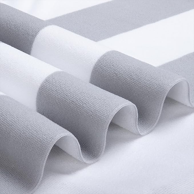 WILFA Extra Large Beach Towel - Oversized Mircofiber Beach Towel 40'' x 70'', XL Striped Lightweight Pool Towel, Big Cabana Swim Travel Towel for Adults Mens Women,Grey