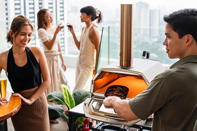 ooni Cast Iron Grizzler Pan - Grill Frying Pan, 12" x 6" Griddle Plate with Removable Handle and Stainless Steel Trivet, Pre-Seasoned Non-Stick Oven Safe Cookware, Pizza Oven and BBQ Accessories