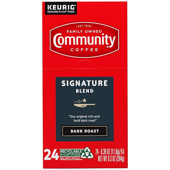 Community Coffee Signature Blend 96 Count Coffee Pods, Dark Roast, Compatible with Keurig 2.0 K-cup Brewers, 24 Count (Pack of 4)