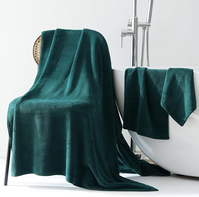 40x80 Inches Bath Sheets Towels for Adults Oversized Bath Towels Extra Large Luxury Super Soft Absorbent Quick Dry Microfiber (Dark Green,2PCS)