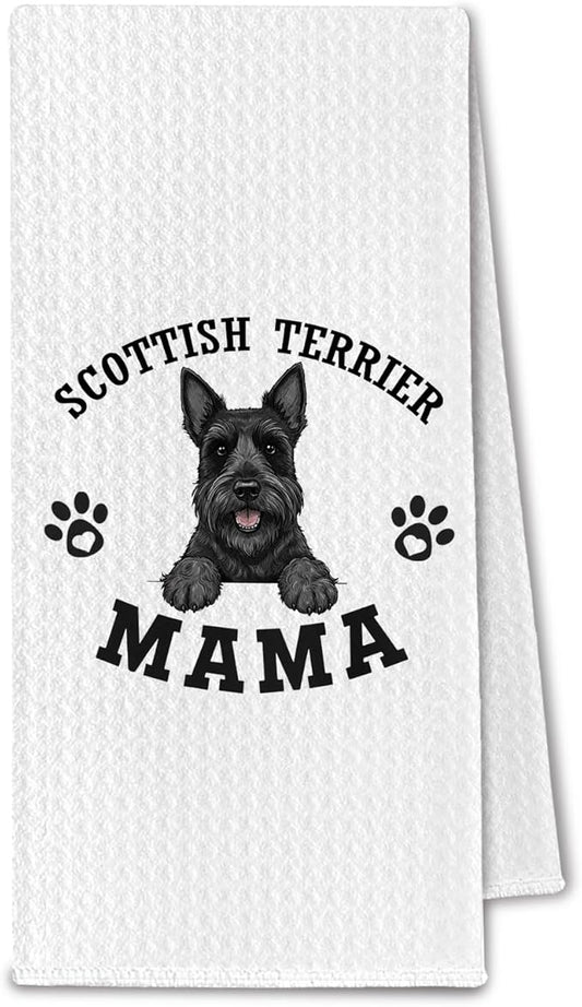 Scottish Terrier Kitchen Towels, Dog Mama Scottish Terrier Gifts for Women & Dogs Moms, Scottie Dog Lover Gifts Decorative Hand Towels for Bathroom, 16x24 Inch