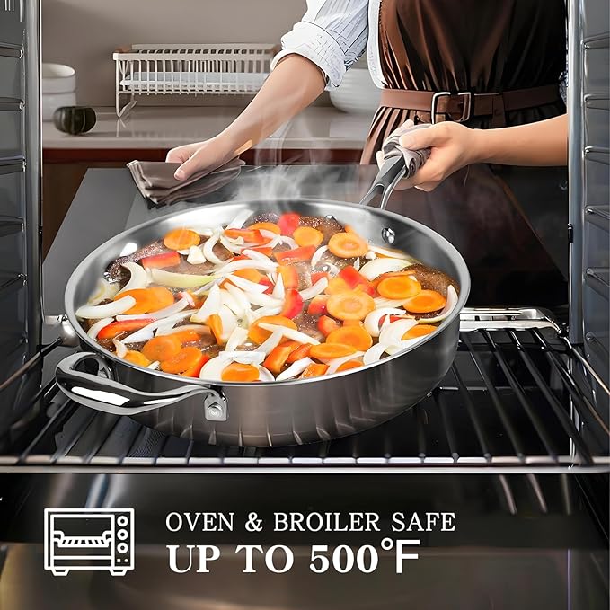 EWFEN Stainless Steel Cookware Set, 3 Ply 17 Piece Stainless Steel Pot and Pan Set, Oven Dishwasher Safe | Induction Compatible Frying Pans, Saucepans, Saute Pan & Stock Pot, PFOA, PTFE & PFOS Free