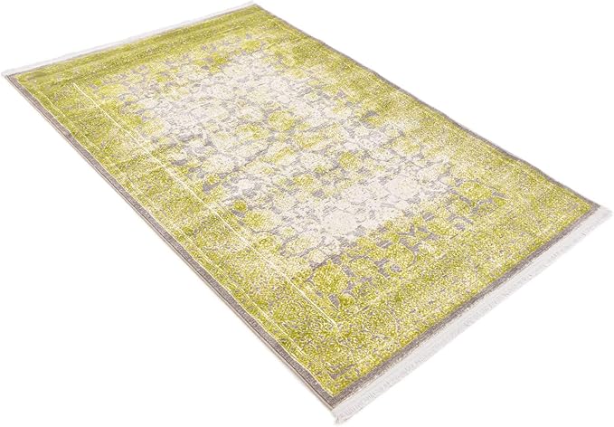 Unique Loom Traditional Classic Intricate Design with Distressed Vintage Detail, Area Rug, 4' 0 x 6' 0 Rectangular, Light Green/Gray