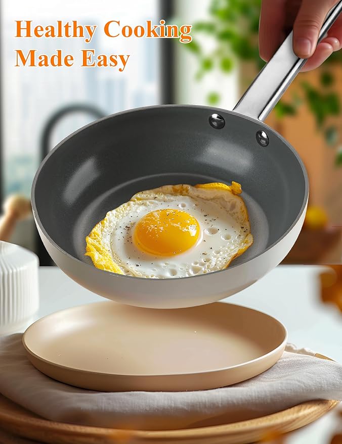 Nonstick Ceramic Cookware Set Healthy Pots And Pans Set Induction Kitchen Cookware sets Non Toxic Pots And Pan Set,PFOA ＆ PTFE Free (18 pcs)