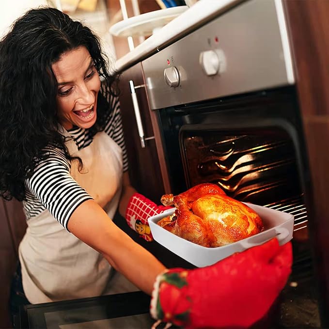 Large Baking Dish 9x13 Oven Dish Baking Lasagna Pan with Handles, White Porcelain Casserole Dish Oven Safe for Cake, Banquet and Daily Use, 4 Quart