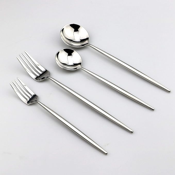 5-Pieces 18/10 Stainless Steel Silverware Set, Mirror Polishing Silver Flatware Set, Kitchen Knife Fork Spoon Utensils, Service for 1