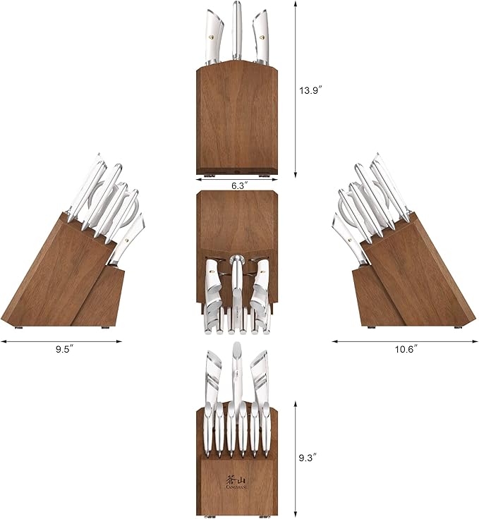 Cangshan ELBERT Series German Steel Forged Knife Block Sets (17-Piece, White)