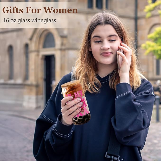 Gifts for New Mom Pregnant Expecting Mama, Christmas Mother's Day Gift, Postpartum Gifts, New Mom After Birth 16 Oz Coffee Glass