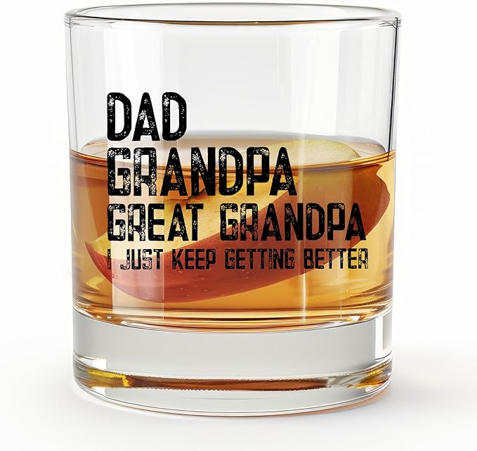 Great Grandpa Whiskey Glasses 10 oz, Great Grandpa Baby Announcement Gifts, Funny Old Fashioned Rocks Glasses Cup for Men Drinking Scotch Bourbon Liquor