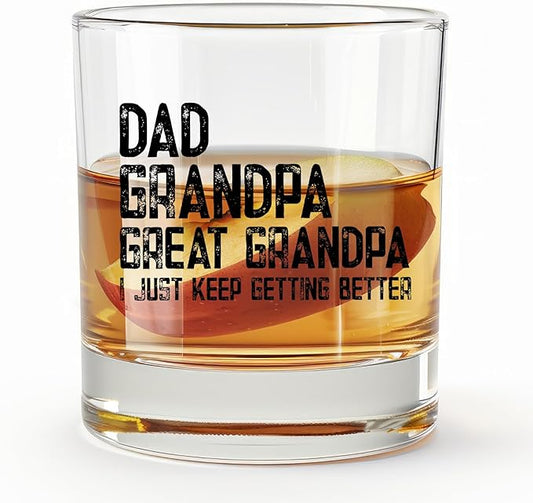 Great Grandpa Whiskey Glasses 10 oz, Great Grandpa Baby Announcement Gifts, Funny Old Fashioned Rocks Glasses Cup for Men Drinking Scotch Bourbon Liquor