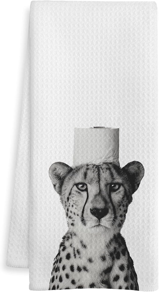 Leopard Gift Hand Towels for Bathroom, Cheetah Bathroom Decor, Trendy Cheetah Print Decorative Hand Towels for Guest Washroom Power Room Vanity Half Bath, 16x24 Inch