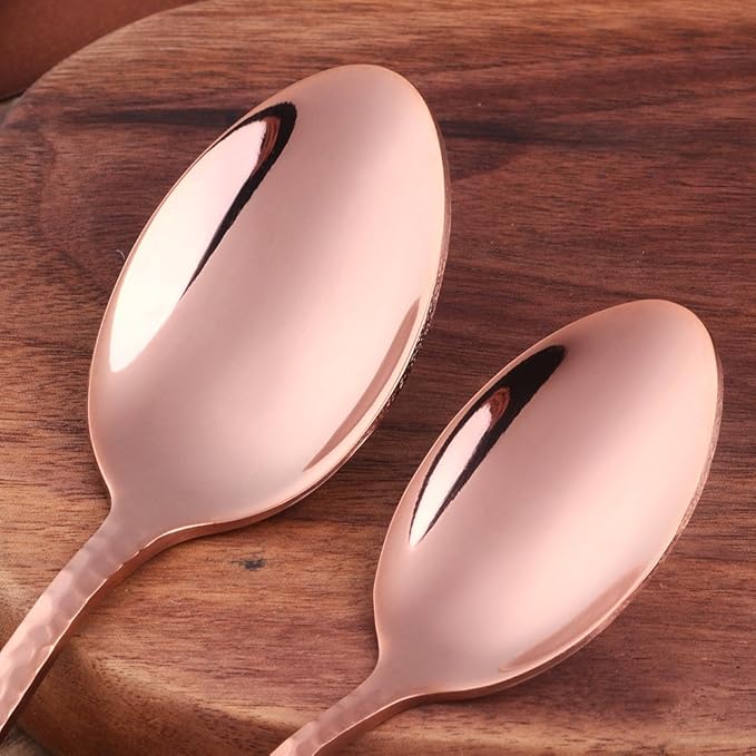 5-Piece Rose Gold Silverware Flatware Set Service for 1 Stainless Steel Cutlery Set Include Dinner Knife Table Fork Table Spoon Salad Fork Tea Spoon for Wedding, Dishwasher Safe