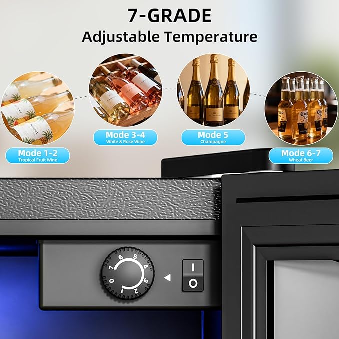 Antarctic Star 2.6 Cu. Ft Wine Cooler, Dual Zone Mini Fridge with Electronic Temperature Control, LED Light, Upper & Lower Shelves for Wine, Champagne, Beer, for Home, Office, Bar, Bedroom