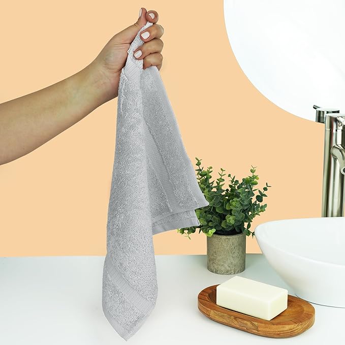 Chakir Turkish Linens | Hotel & Spa Quality 100% Cotton Premium Turkish Towels | Soft & Absorbent (4-Piece Washcloths, Silver Gray)