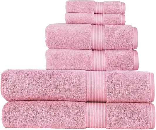 Christy Supreme Hygro 6 Piece Towel Set | Blush | 100% Luxury Supima Cotton | Ultra Soft | Super Absorbent | 650GSM | 2 Bath Sheets 2 Hand Towels 2 Face Cloths