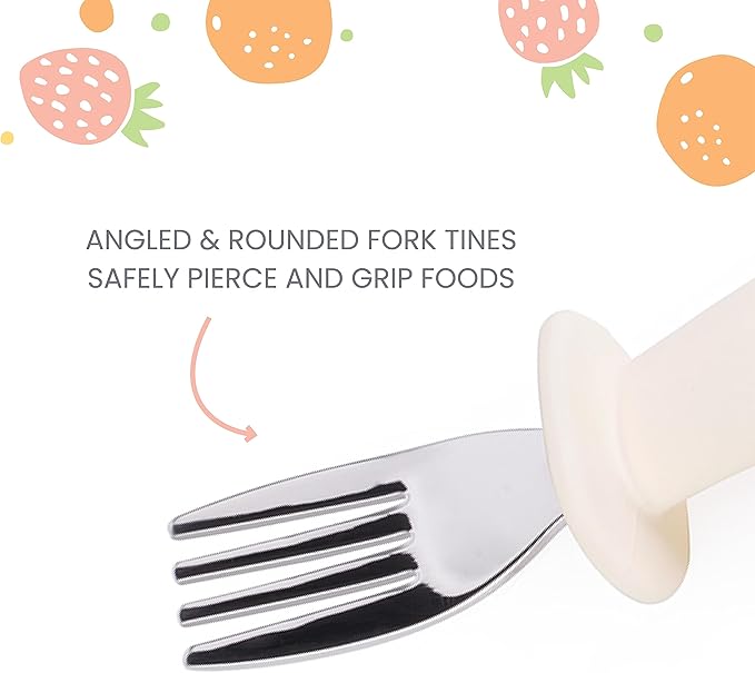 Lulyboo Baby Silverware Set - Stainless Steel Fork & Spoon with Easy-Grip Handles, BPA-Free, Dishwasher Safe, Perfect for Tots 4+ Months, Self-Feeding Utensils for Infant & Toddler, Green