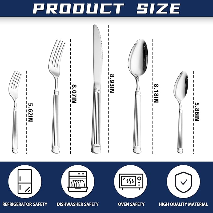 40-Piece Silverware Set Stainless Steel Flatware Set for 8,Include Knives Forks and Spoons Cutlery Set for Home Kitchen Housewarming