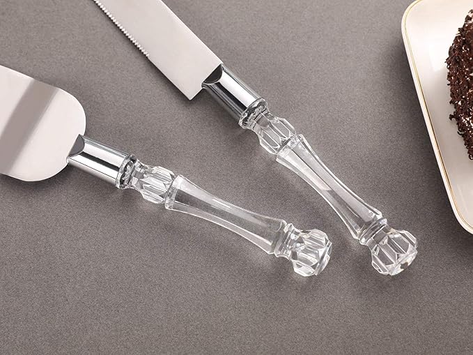 AW BRIDAL Personalized Wedding Cake Knife and Server Set, Silver Cake Cutting Set for Wedding Reception, Anniversary Party, Engagement//DK2201CPP06//