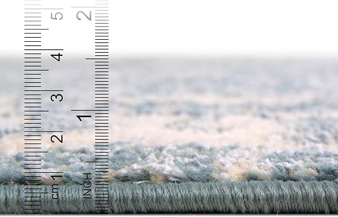 Unique Loom Isabella Collection Area Rug - Adjani (5' 1" Round, Blue/ Beige)