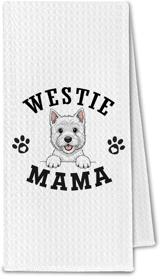 Westie Kitchen Towels, Dog Mama Westie Gifts for Women & Dogs Moms, Dog Lover Gifts Decorative Hand Towels for Bathroom, 16x24 Inch