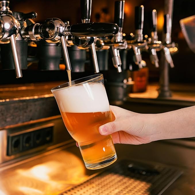 6 Piece Drinking Glasses, 15 Oz Iced Coffee Glasses Drinking Tumbler Set, Lead-free Highball Glass Cup Kitchen Glassware for Water, Juice, Beer, Beverage, Tea, Soda