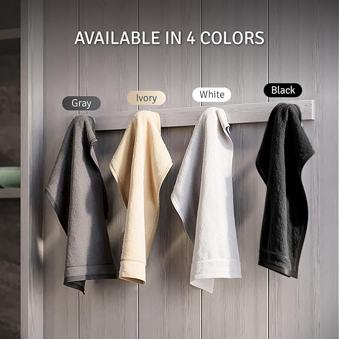 Creative Scents 100% Cotton Velour Fingertip Towels - 4 Pack 11 by 18 Inch – Decorative, Extra Absorbent and Soft Face Towel, Ideal for Bathroom and Powder Room (Black)